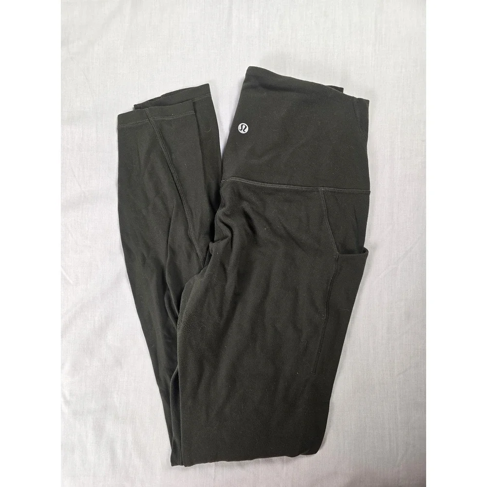 Lululemon Leggings Womens 6 Green High Rise Ankle Pocket Yoga Running Athletic